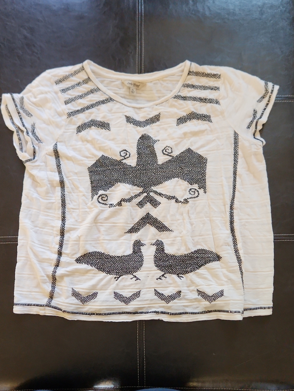 Lucky Brand White Short-Sleeve Tee with Black Bird Graphic